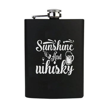 Stainless Steel Engraved Hip Flask Design - Sunshine And Wine