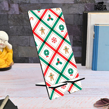 Chillaao Holly Candy Cane Gingerbread Snowflake Vertical Stripe ,Jingle Bell   Mobile Stand & Tea Mug