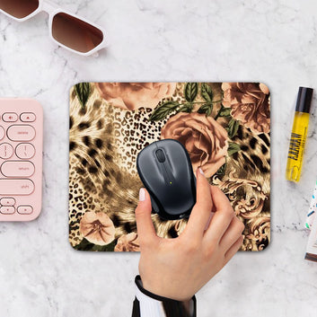 Chillaao Leopard Print Flower Mouse Pad