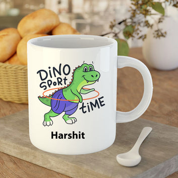 Chillaao  Cute Dino Sport White Mug