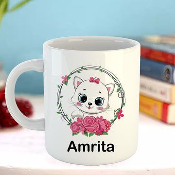 Chillaao Cute Kitty Flower White Mug