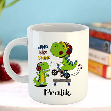 Chillaao Dino Bike Stunt White Mug