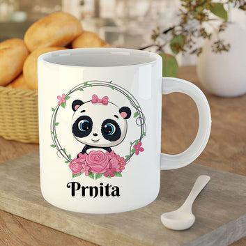 Chillaao Cute Panda Flower Personalised White Mug