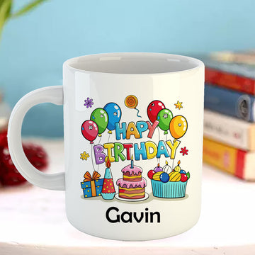 Chillaao  Personalised Happy Birthday  White Mug