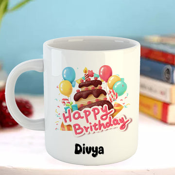 Chillaao Personalised Happy Birthday White Mug