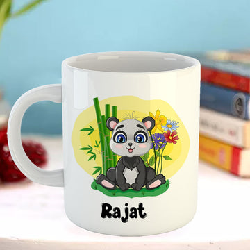 Chillaao Personalised  Cute Panda With Bamboo White Mug