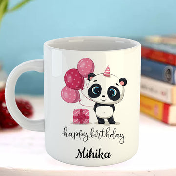 Chillaao Cute Panda Happy Birthday Personalised White Mug