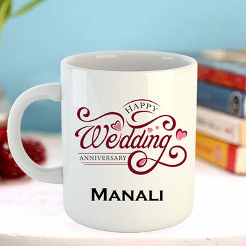 Chillaao Personalised Happy Wedding Anniversary White Mug