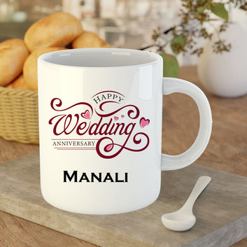 Chillaao Personalised Happy Wedding Anniversary White Mug