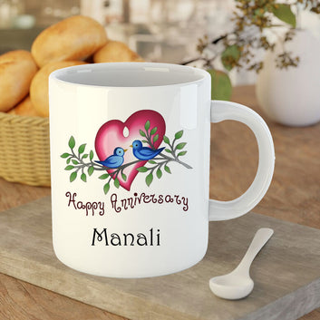 Chillaao  Personalised Happy Wedding anniversary  White Mug