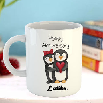 Chillaao Happy Anniversary Personalised  White Mug