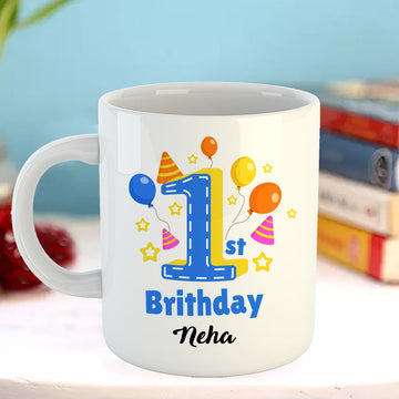 Chillaao Personalised Happy First Birthday White Mug Mug