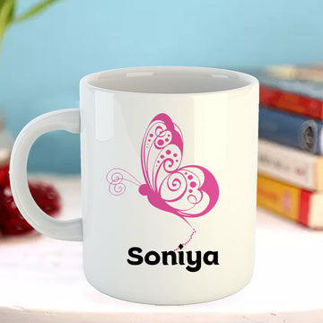 Chillaao Sweet Butterfly Personalised  White Mug