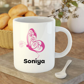 Chillaao Sweet Butterfly Personalised  White Mug