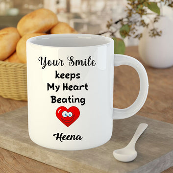 Chillaao You Smile Keep Heart Beating White Mug