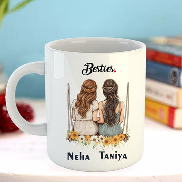 Chillaao Besties Personalised  White Mug