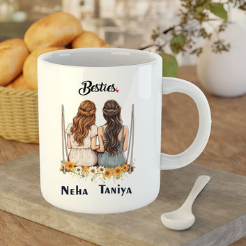 Chillaao Besties Personalised  White Mug