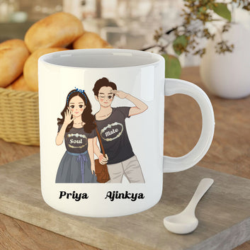 Chillaao Soul Mate Personalised  White Mug