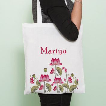 Chillaao Lotus Flower Personalised Tote Bag