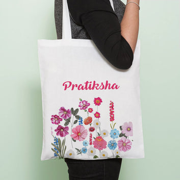 Chillaao Flower Personalised Tote Bag