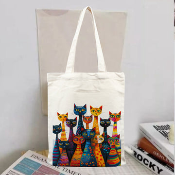 Chillaao Vivid cats with tulips Tote Bag