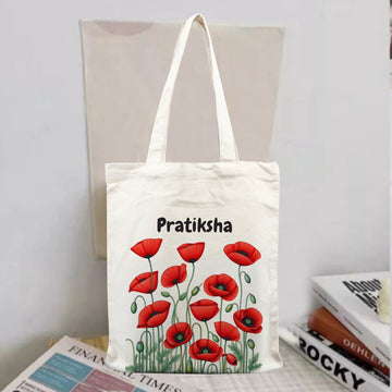 Chillaao Flower Lollipop Red Flowers Personalised Tote Bag