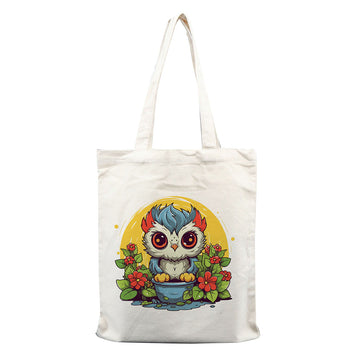 Chillaao- Floral Owl Tote Bag