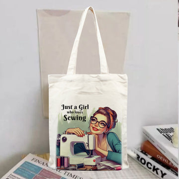 Chillaao Just a Girls Who Love Sewing Tote Bag
