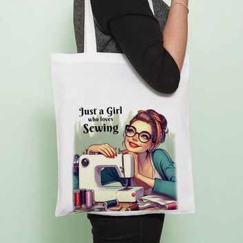 Chillaao Just a Girls Who Love Sewing Tote Bag