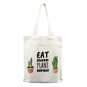 Chillaao eat sleep plant repeat  tote bag