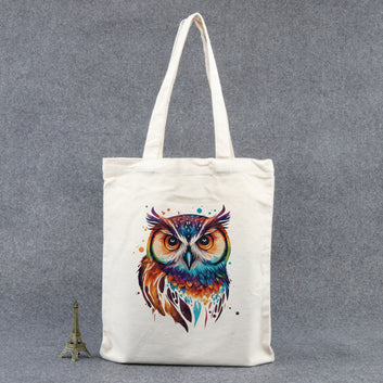 Chillaao  colourful face owl  tote bag