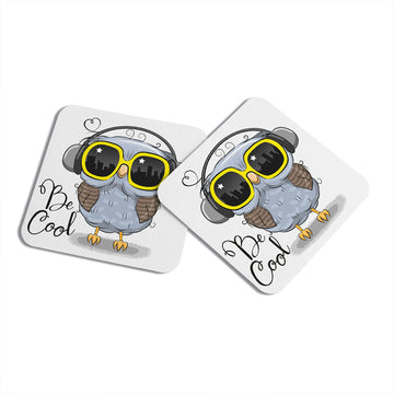 Chillaao Cute Cartoon Girl With Bird and Butterfly Vector  Coaster