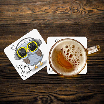 Chillaao Cute Cartoon Girl With Bird and Butterfly Vector  Coaster