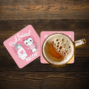 Chillaao Best Friend Meow Vector  Coaster