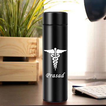 Chillaao Personalised  Temperature Bottle For Doctor ( Black )