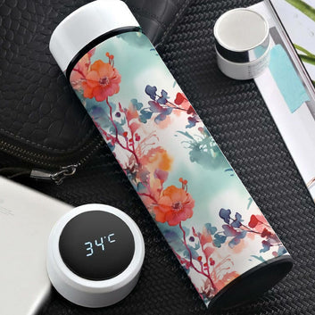 Chillaao Flower Pattern Temperature Bottle White