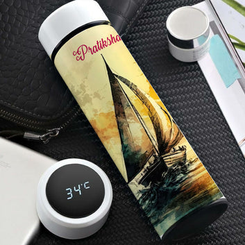 Chillaao Sailboat on Ocean at Sunset Temperature  Bottle White