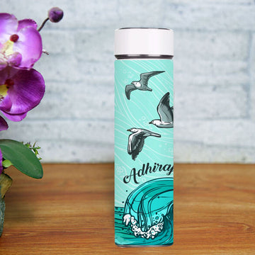 Chillaao Seagull Wave Blue Temperature Bottle White