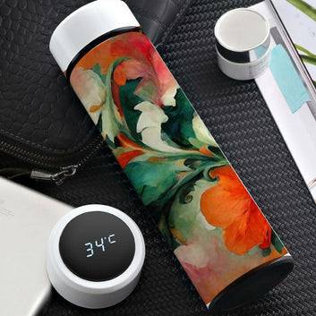 Chillaao Blooming colorful flower Temperature Bottle White