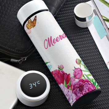 Chillaao Flower & Bird Temperature Bottle White