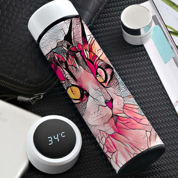 Chillaao Faces of the Cat Temperature Bottle White