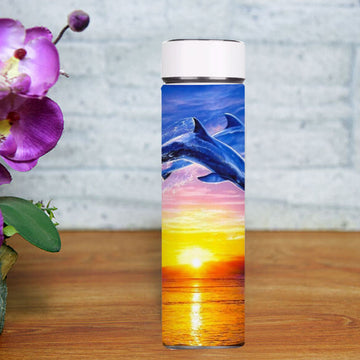 Chillaao Dolphin Sunset Beach Temperature Bottle White