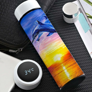 Chillaao Dolphin Sunset Beach Temperature Bottle White
