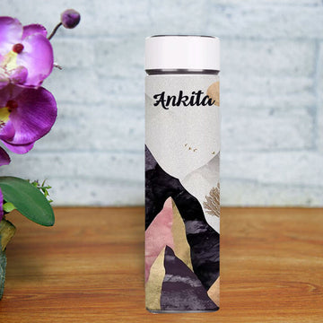 Chillaao Mountains with Gold Trees & Sun Abstract Wilderness Temperature Bottle White