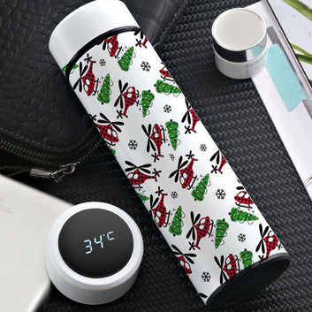 Chillaao Christmas helicopter with Christmas tree White Temperature Bottle