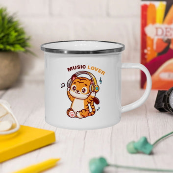Music Lover Cute Tiger Enamel Mug
