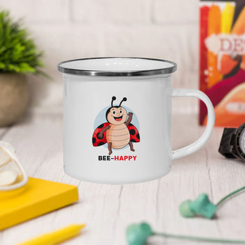 Bee Happy Enamel Mug
