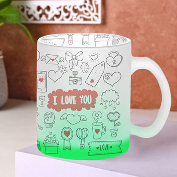 Chillaao I Love You Green Glass Mug