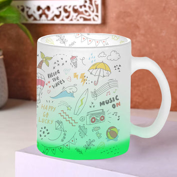 Chillaao Music Doodle Green Glass Mug