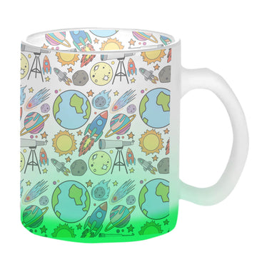 Chillaao Astronaut Pattern Green Glass Mug